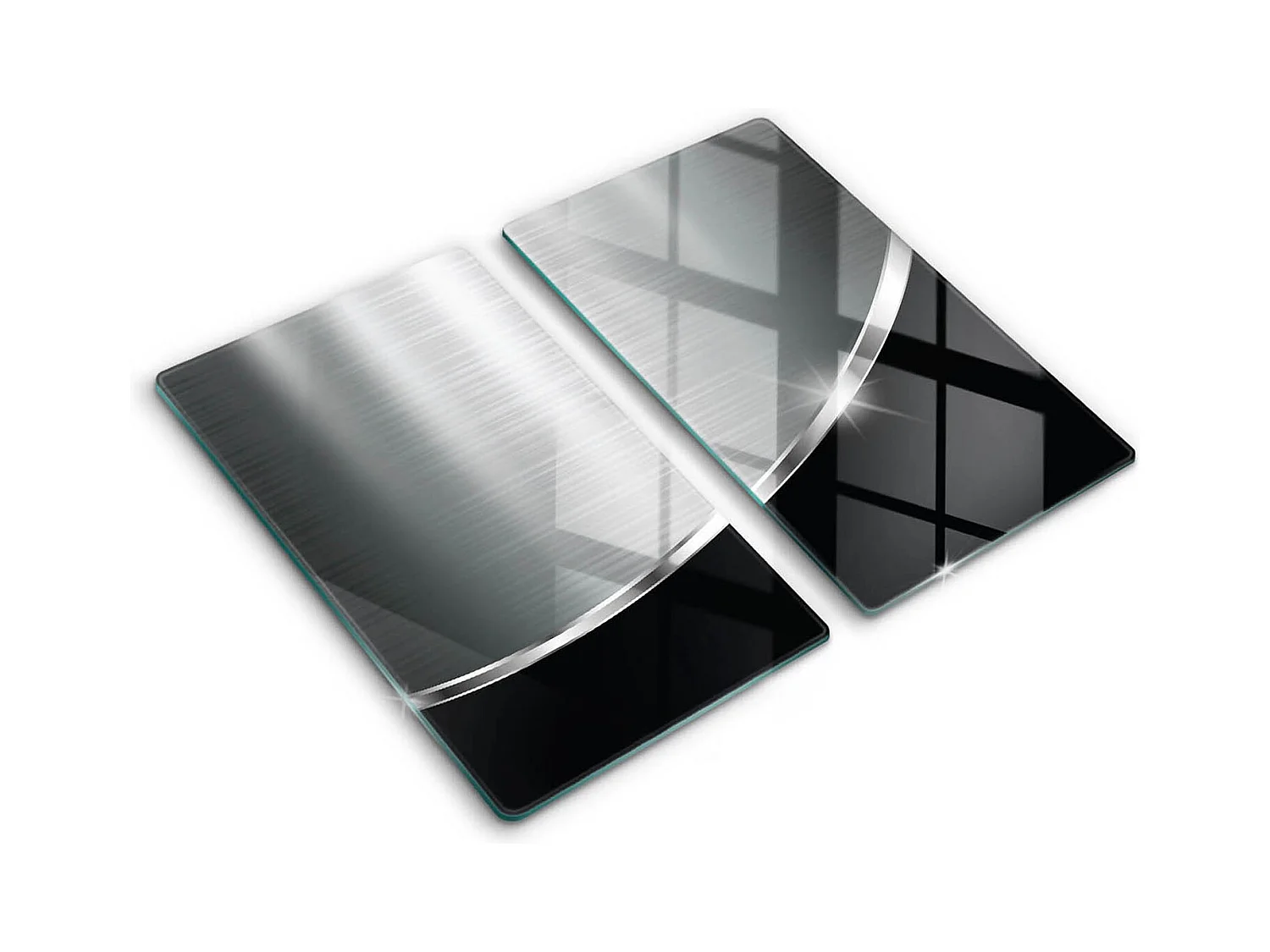 Planche de cuisine rectangulaire en verre, 2 pièces 30x52 cm Abstraction avec métal