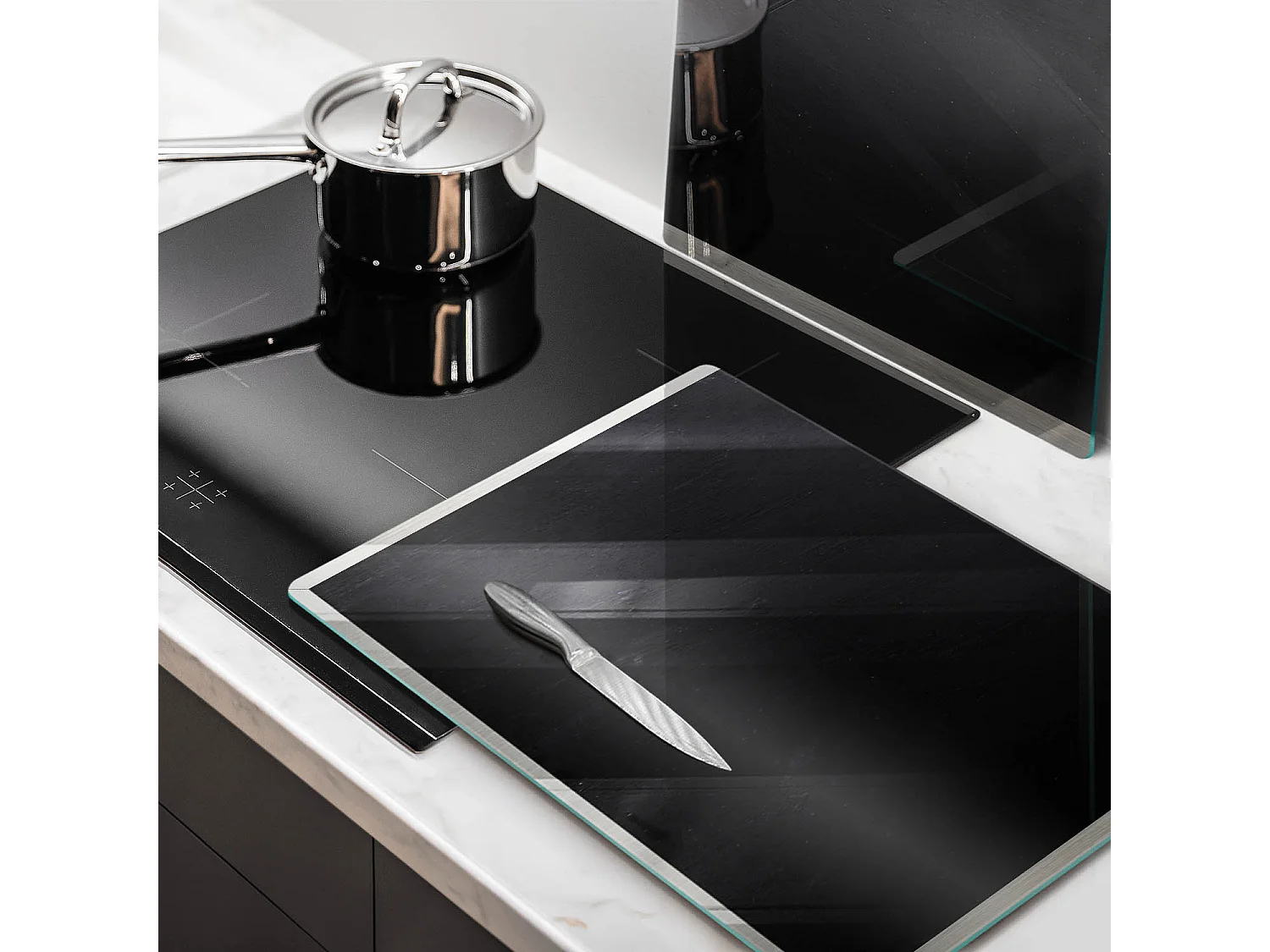 Planche de cuisine rectangulaire en verre, 2 pièces 40x52 cm Noir