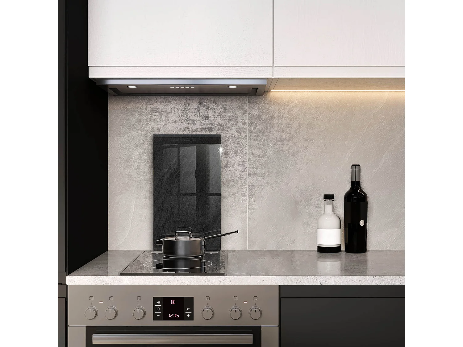 Rechteckiges Küchenbrett aus Glas, 30x52 cm, Steinstruktur.