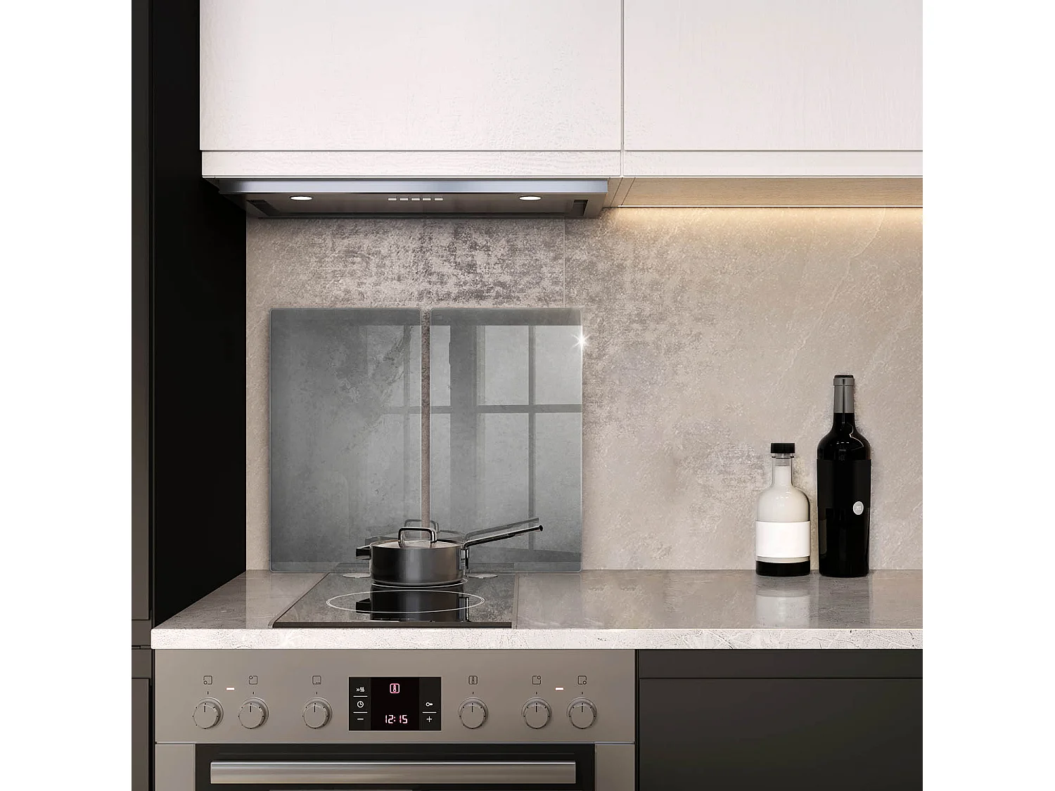 Rechthoekig glazen keukenbord, 2 stuks 30x52 cm Betontextuurachtergrond