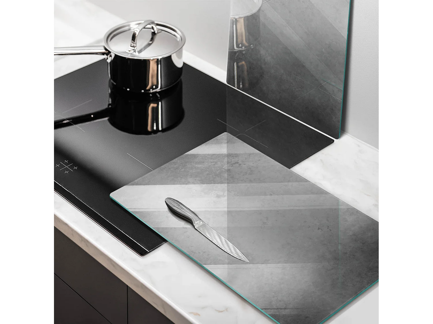 Rechthoekig glazen keukenbord, 2 stuks 30x52 cm Betontextuurachtergrond