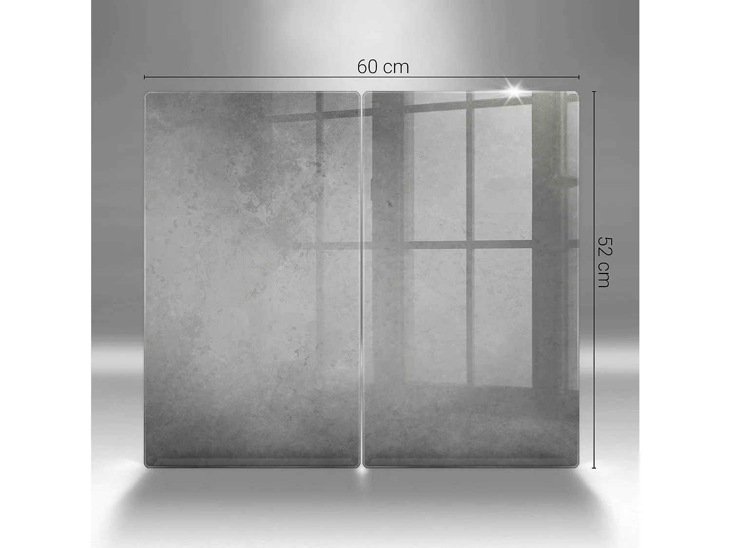 Rechthoekig glazen keukenbord, 2 stuks 30x52 cm Betontextuurachtergrond