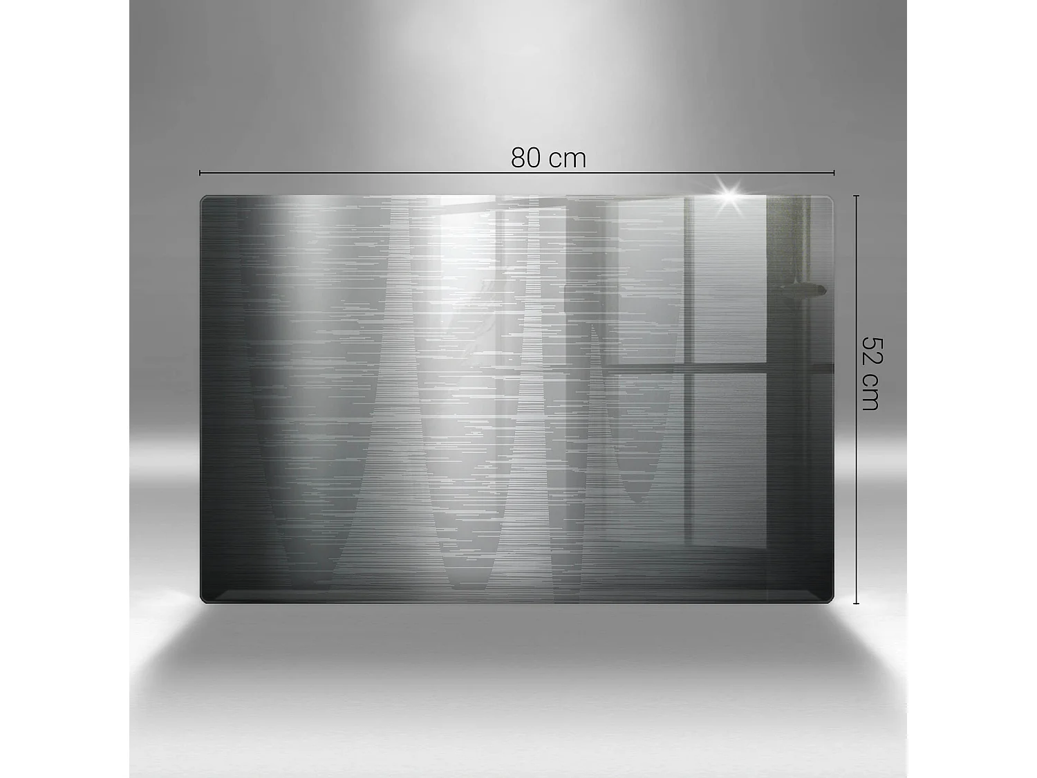 Rechteckiges Küchenbrett aus Glas, 80x52 cm, Metallstruktur