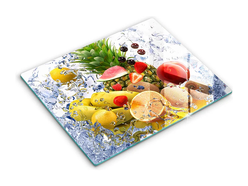 Tabla de cocina rectangular de cristal, 52x40 cm Frutas jugosas y agua