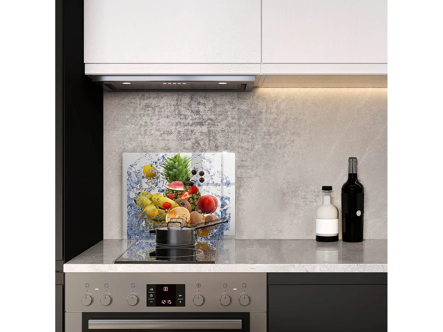 Tabla de cocina rectangular de cristal, 52x40 cm Frutas jugosas y agua