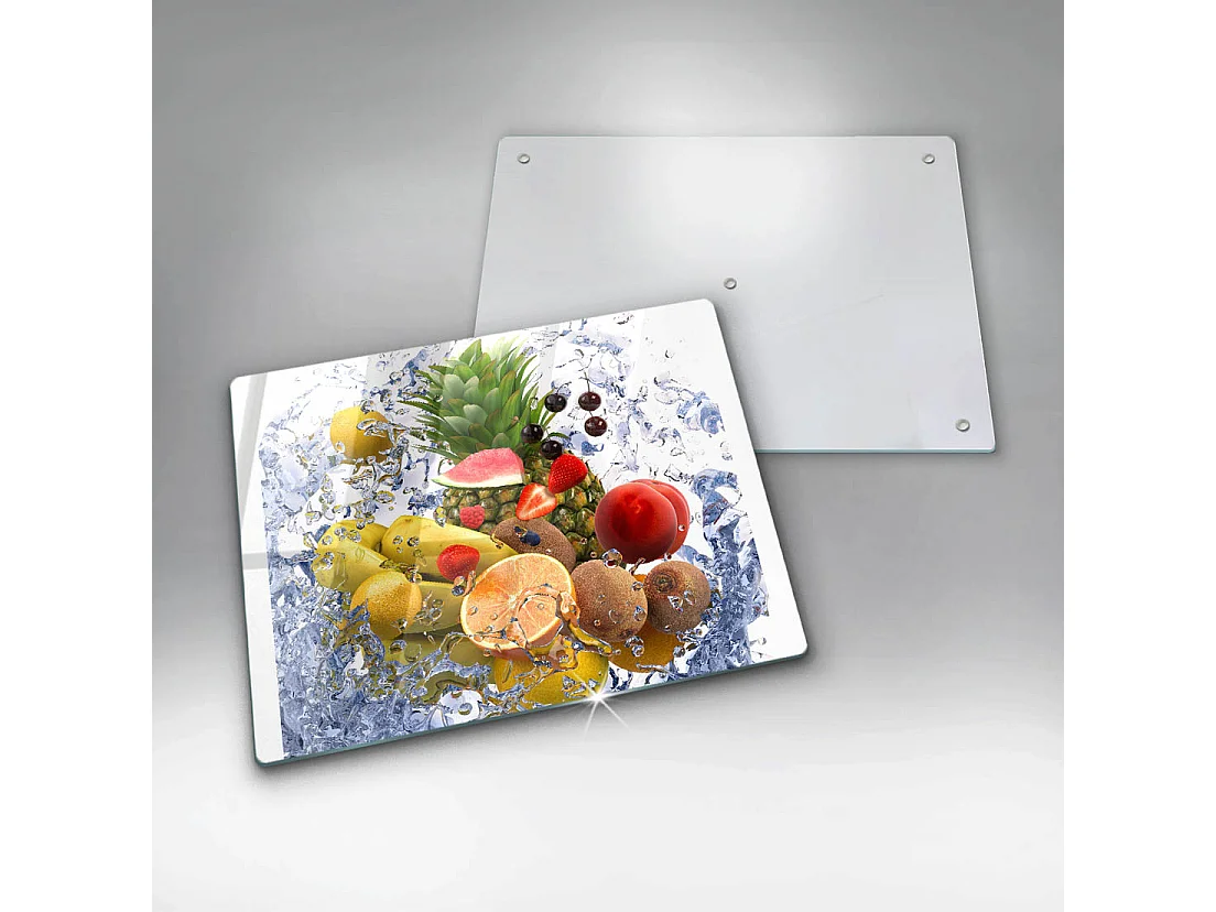 Tabla de cocina rectangular de cristal, 52x40 cm Frutas jugosas y agua