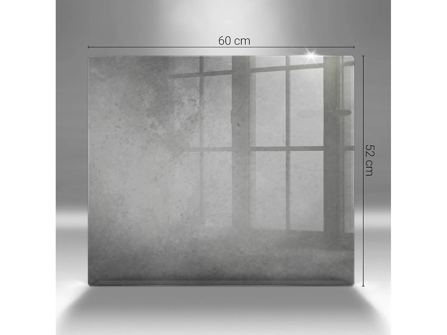 Planche de cuisine rectangulaire en verre, 60x52 cm, fond texture béton