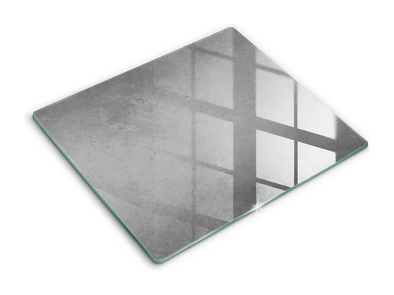 Rechteckiges Küchenbrett aus Glas, 60 x 52 cm, Hintergrund mit Betonstruktur