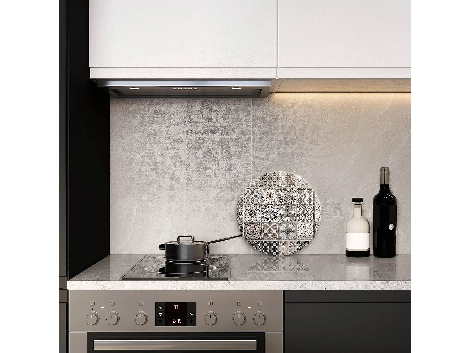 Planche de cuisine ronde en verre, 30 cm Carreaux décoratifs