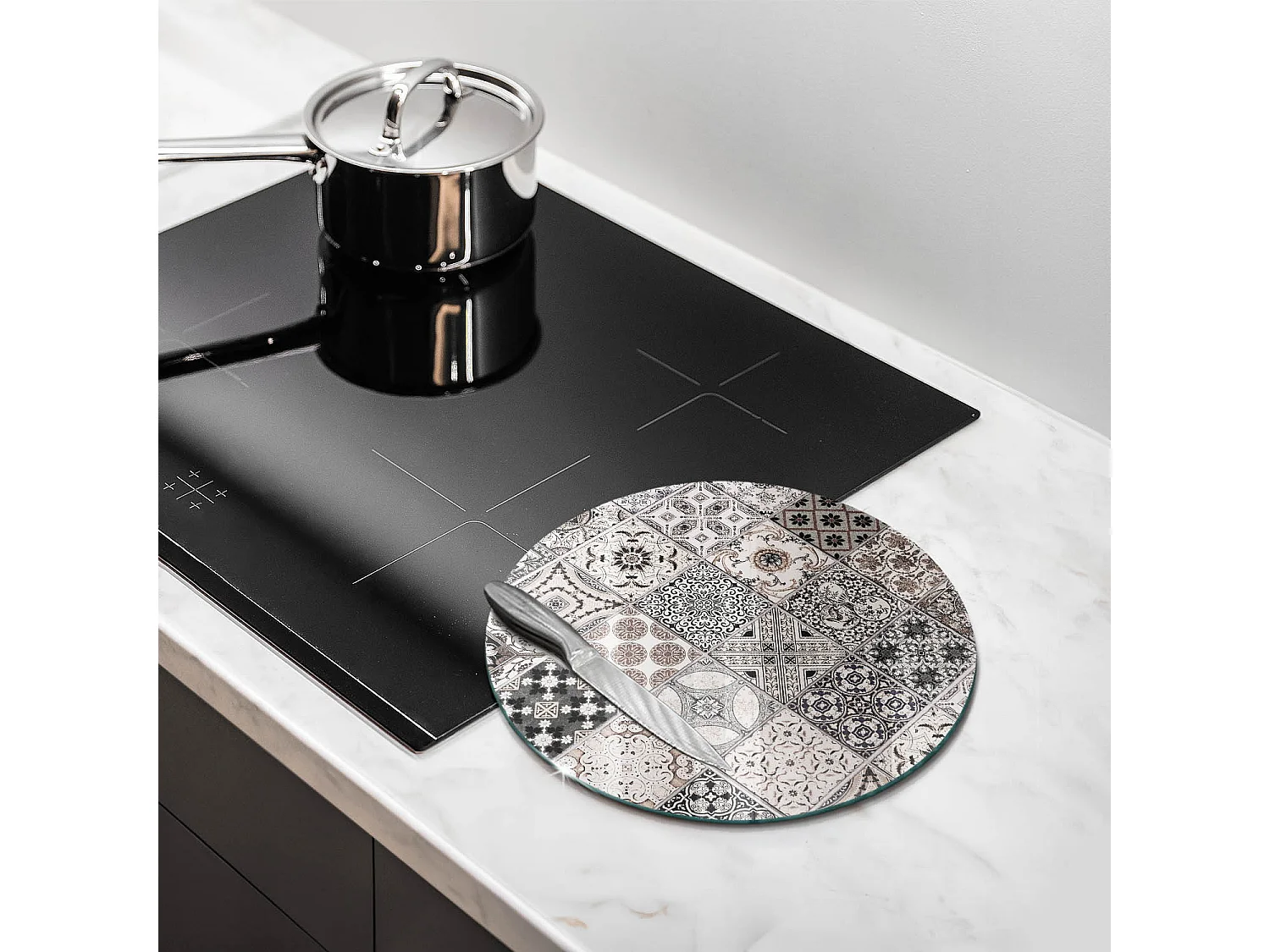 Planche de cuisine ronde en verre, 30 cm Carreaux décoratifs