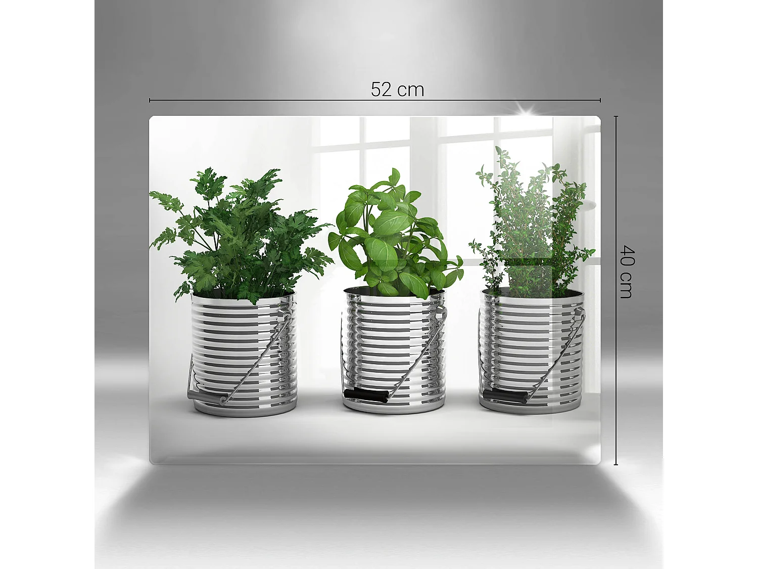 Planche de cuisine rectangulaire en verre, 52x40 cm Pots d'herbes et de plantes