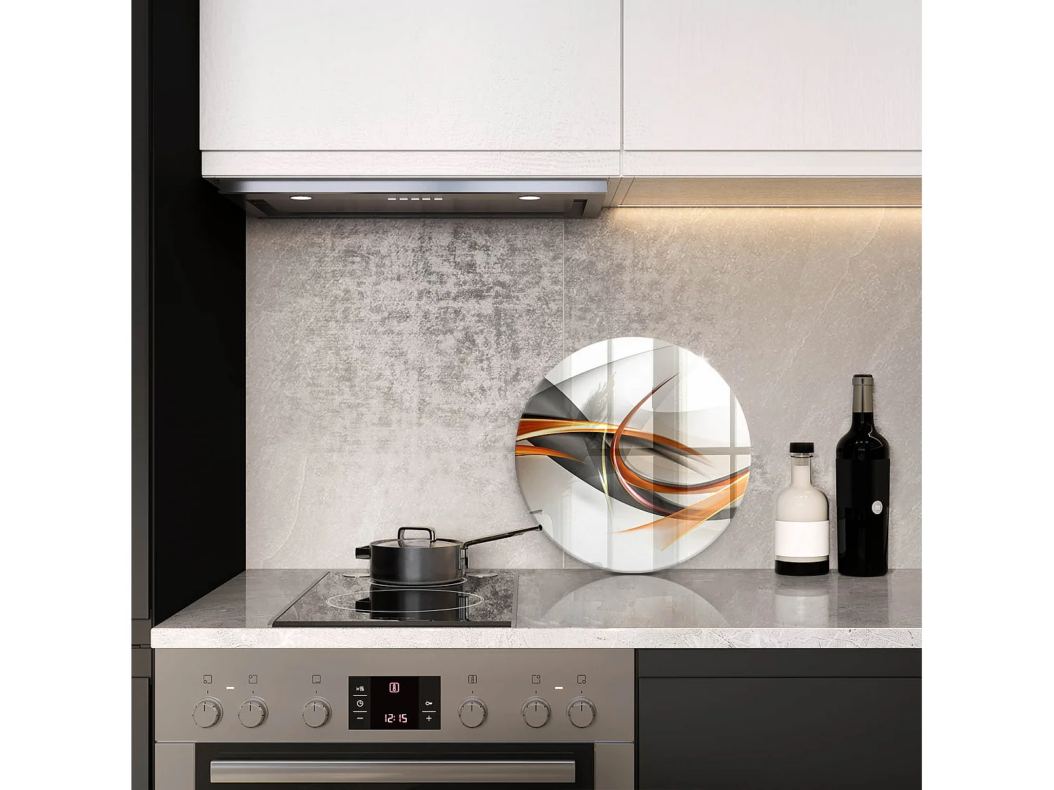 Rundes Küchenbrett aus Glas, 40 cm. Moderne Formen