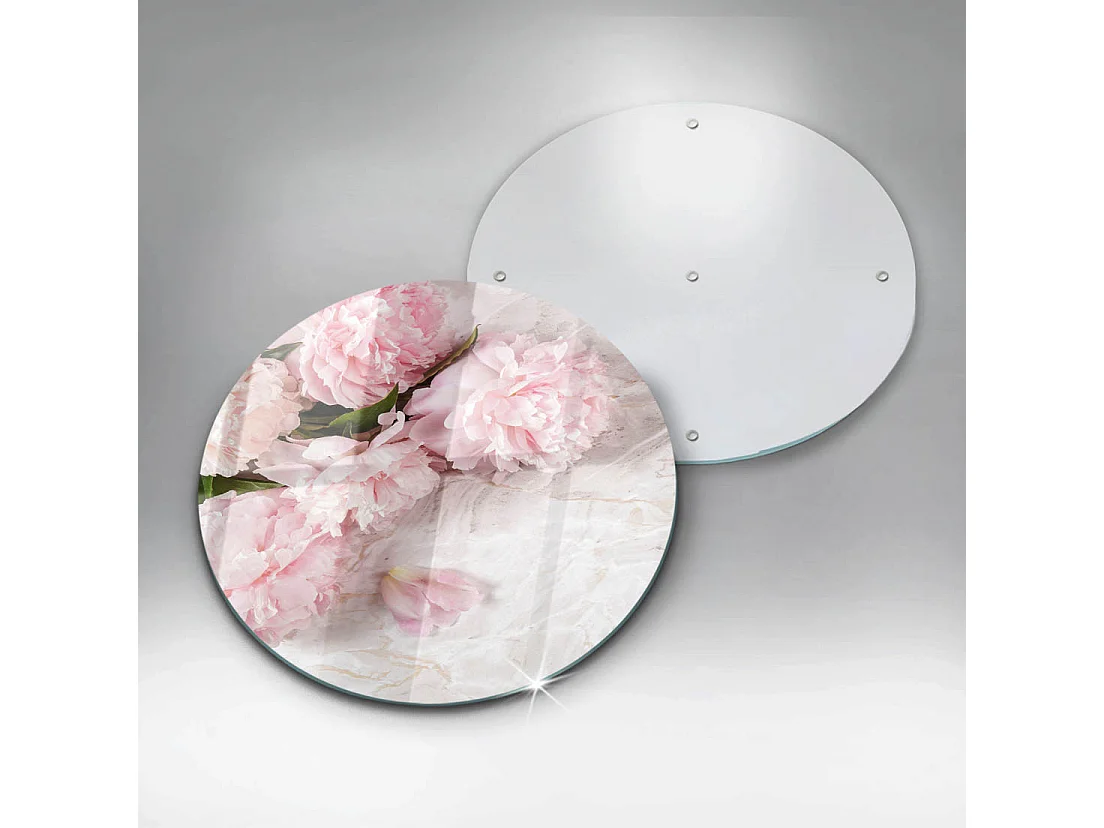 Tagliere da cucina rotondo in vetro, 30 cm Delicati fiori rosa