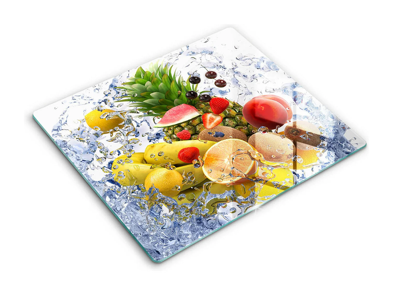 Planche de cuisine rectangulaire en verre, 60x52 cm Fruits juteux et eau
