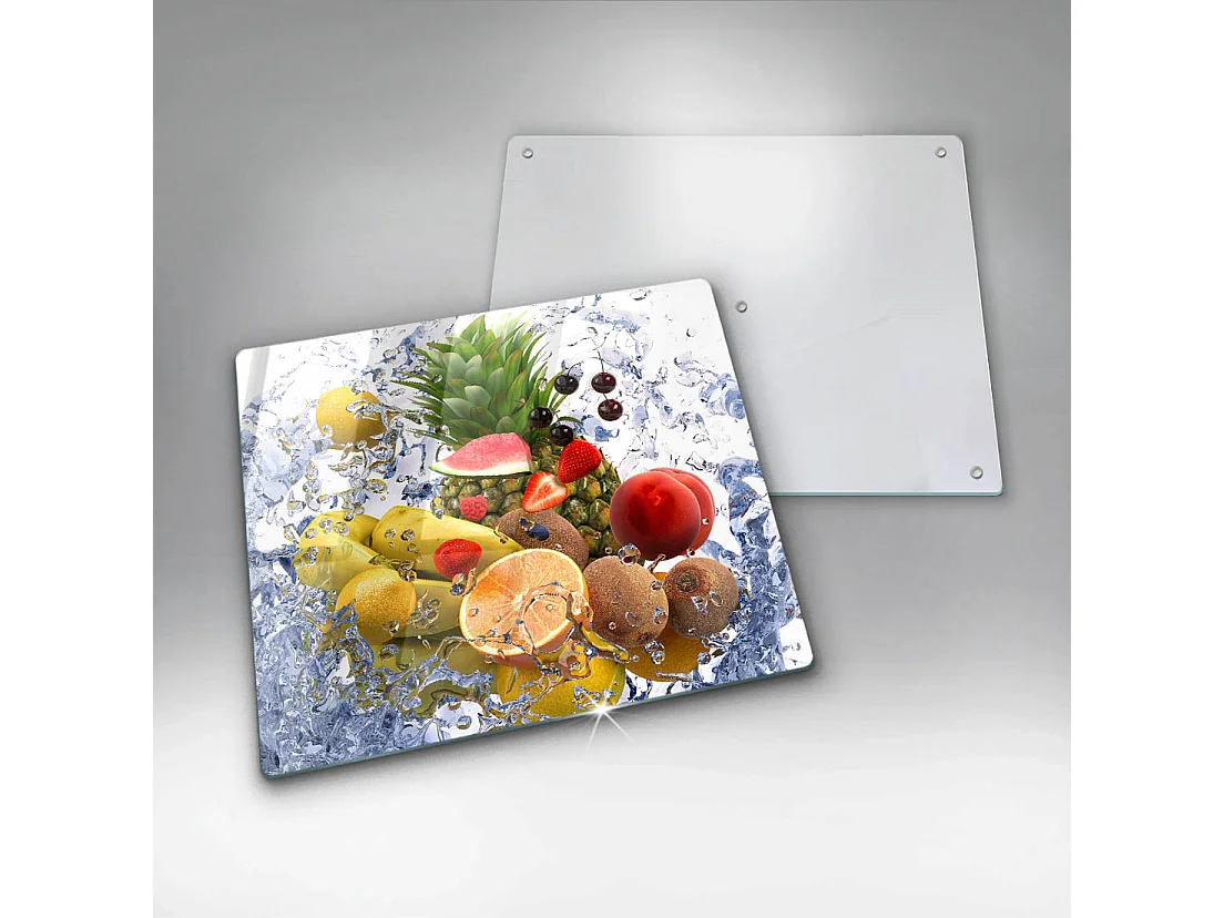 Planche de cuisine rectangulaire en verre, 60x52 cm Fruits juteux et eau