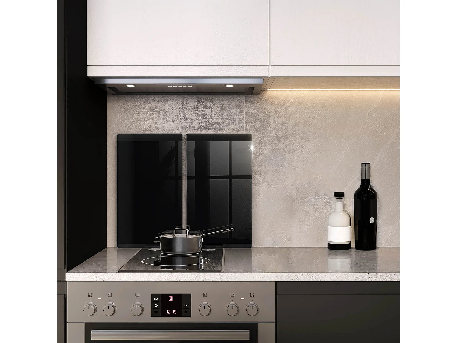 Tabla de cocina rectangular de cristal, 2 piezas, 30x52 cm, negro