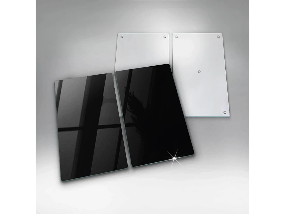 Tabla de cocina rectangular de cristal, 2 piezas, 30x52 cm, negro