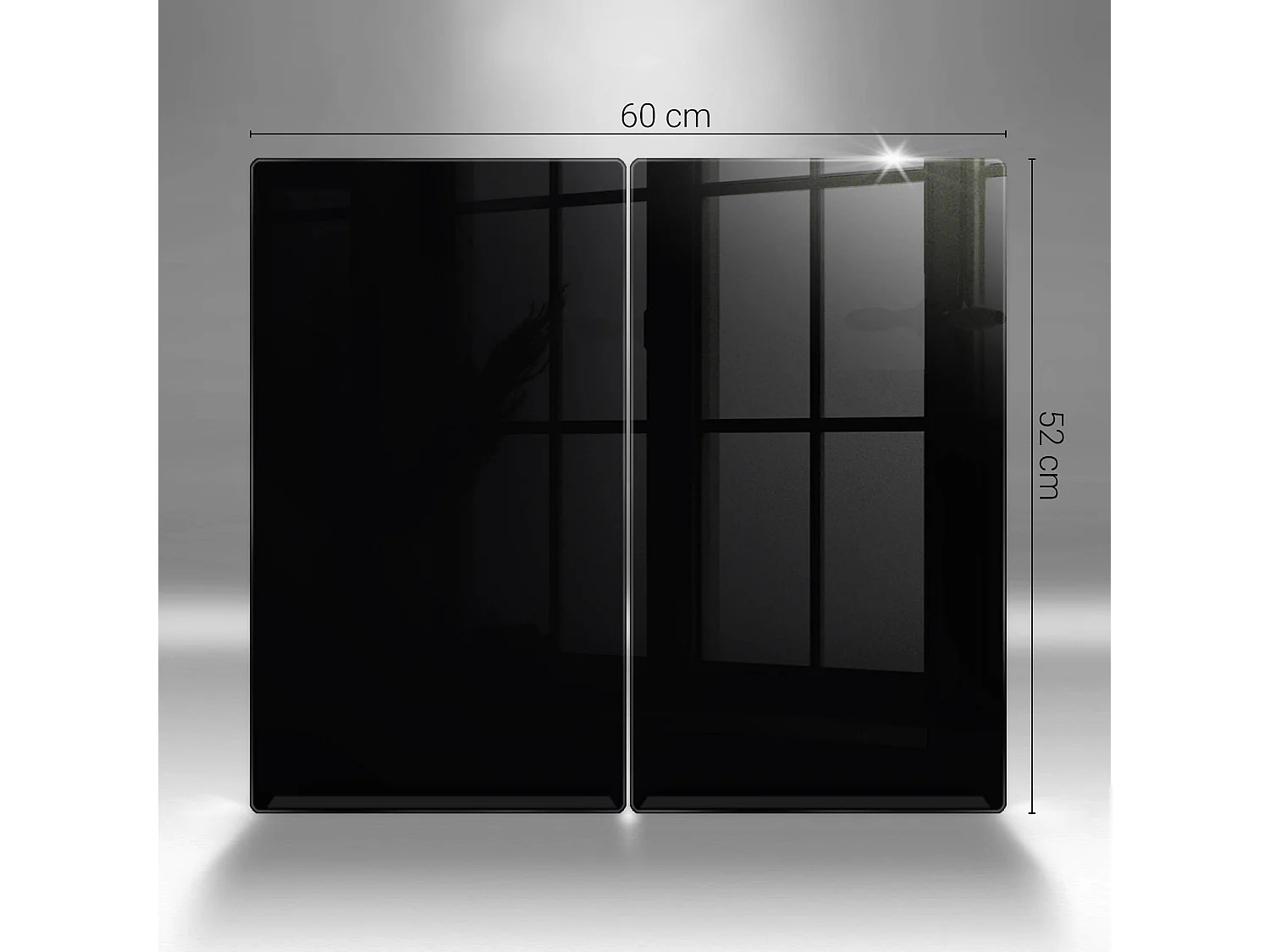 Tabla de cocina rectangular de cristal, 2 piezas, 30x52 cm, negro