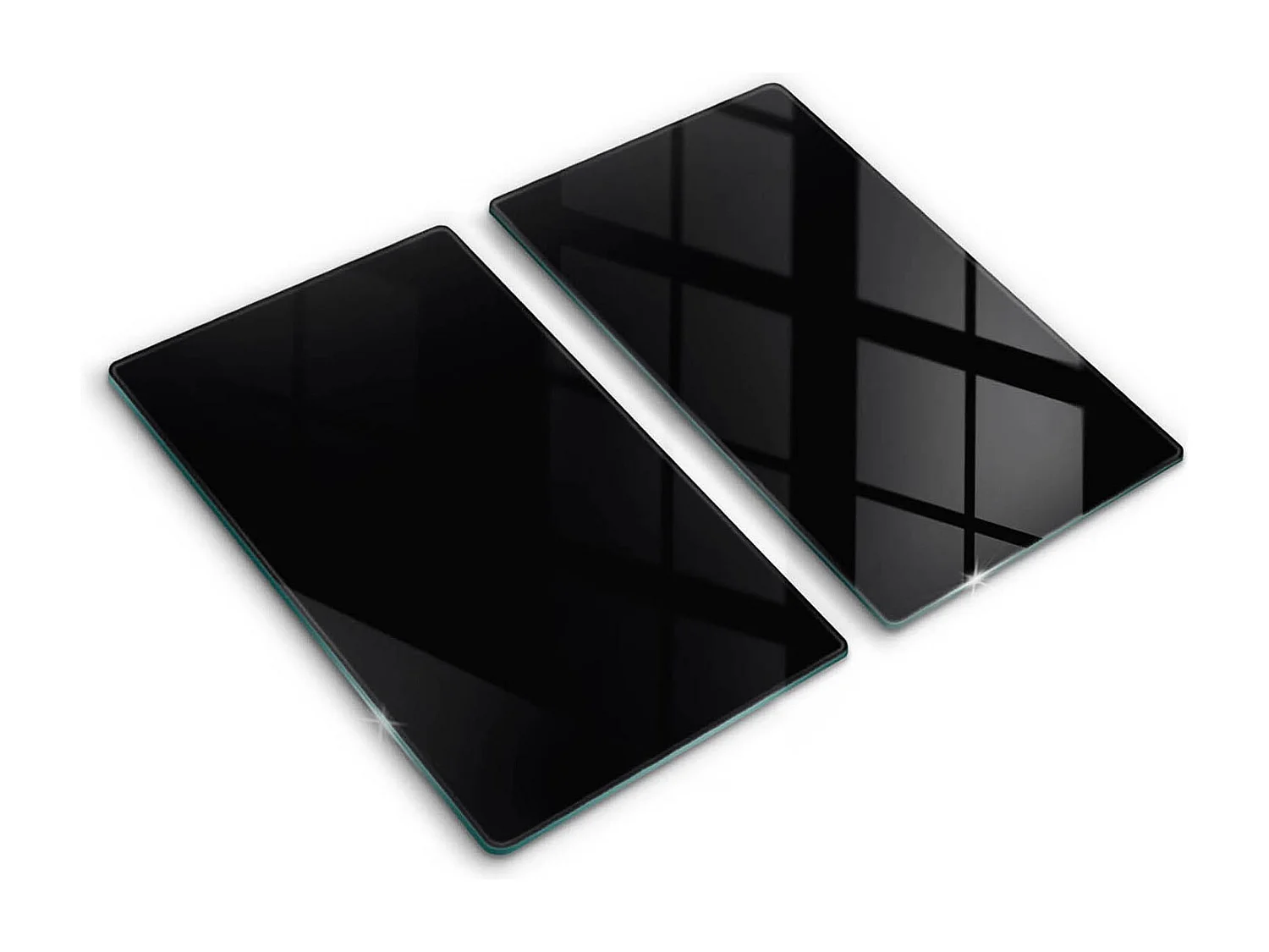 Rechteckiges Küchenbrett aus Glas, 2 Stück, 30x52 cm, schwarz