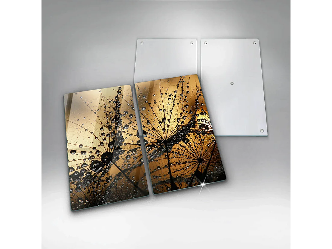 Planche de cuisine rectangulaire en verre, 2 pièces 30x52 cm Rosa et pissenlits