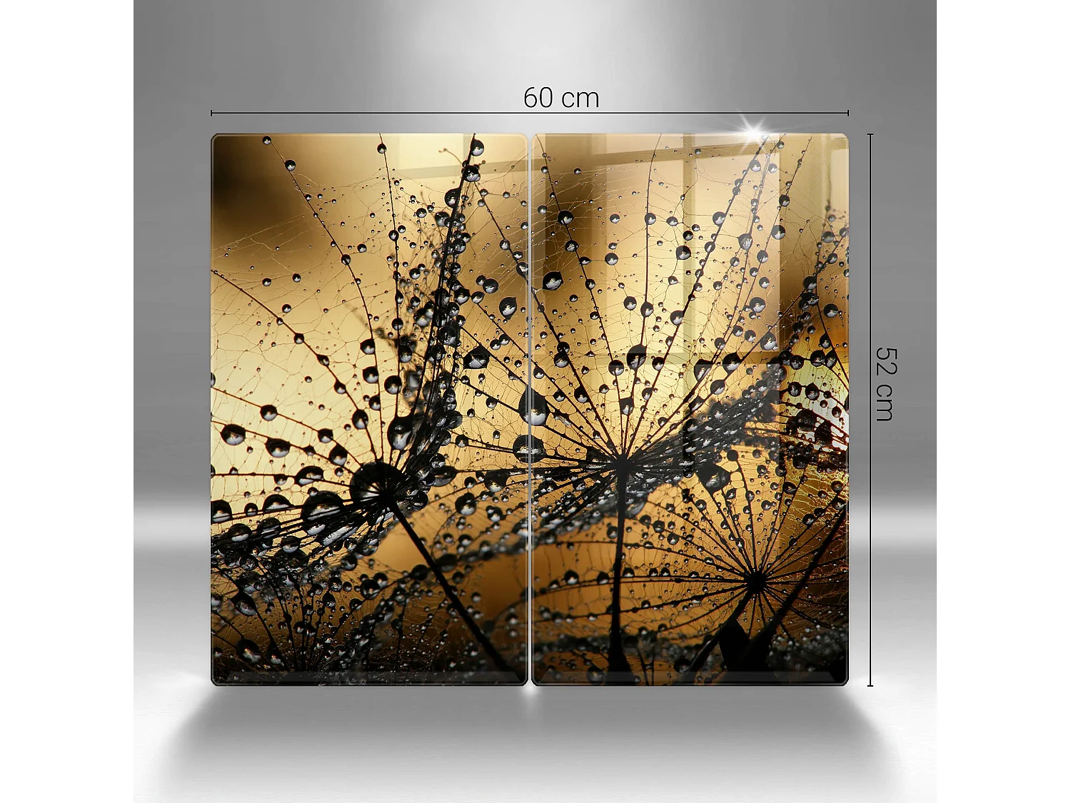 Planche de cuisine rectangulaire en verre, 2 pièces 30x52 cm Rosa et pissenlits