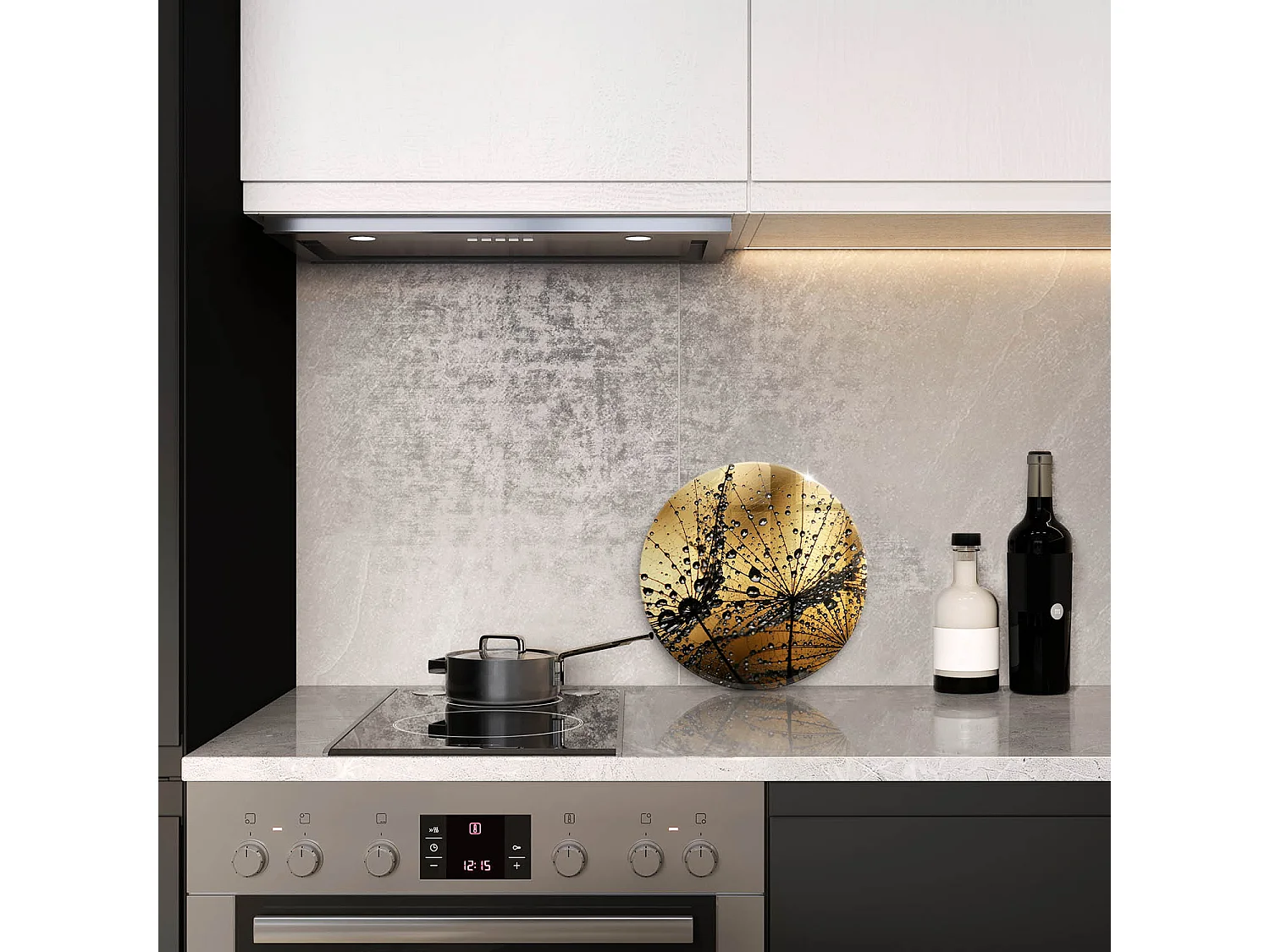 Planche de cuisine ronde en verre, 30 cm Rosa et pissenlits