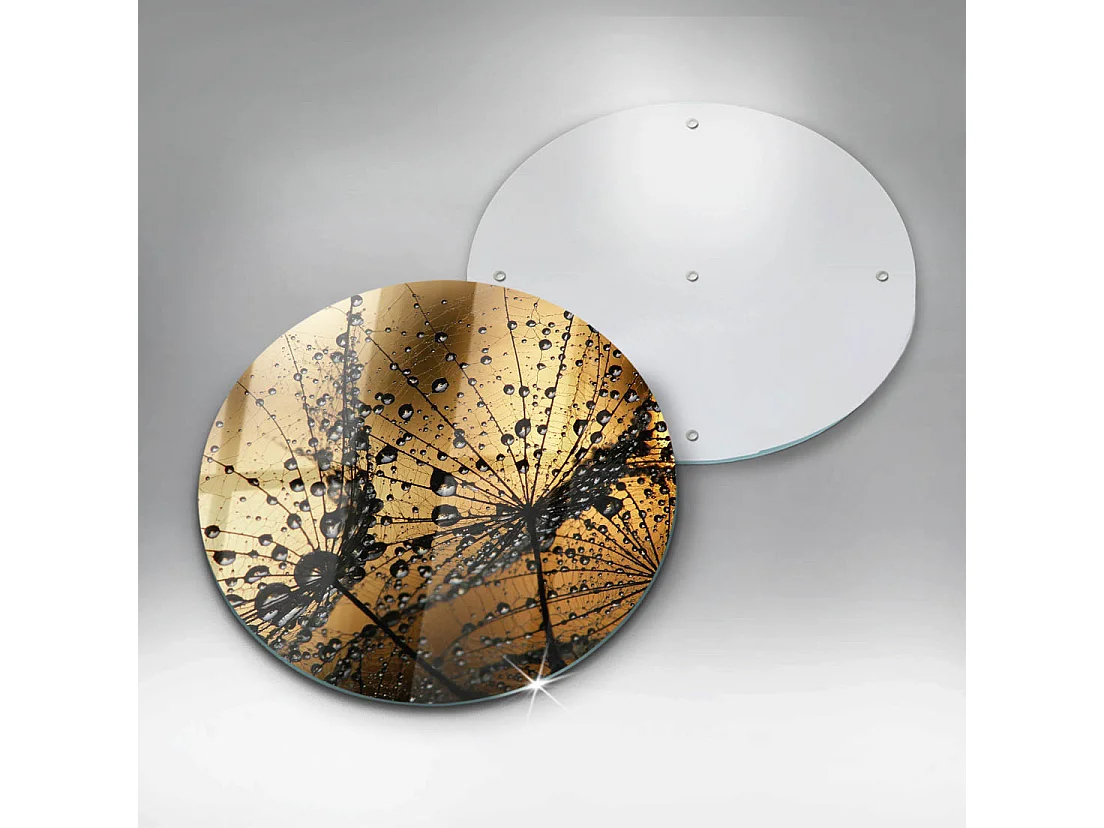 Planche de cuisine ronde en verre, 30 cm Rosa et pissenlits