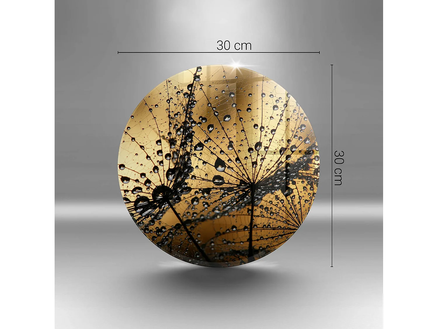 Planche de cuisine ronde en verre, 30 cm Rosa et pissenlits