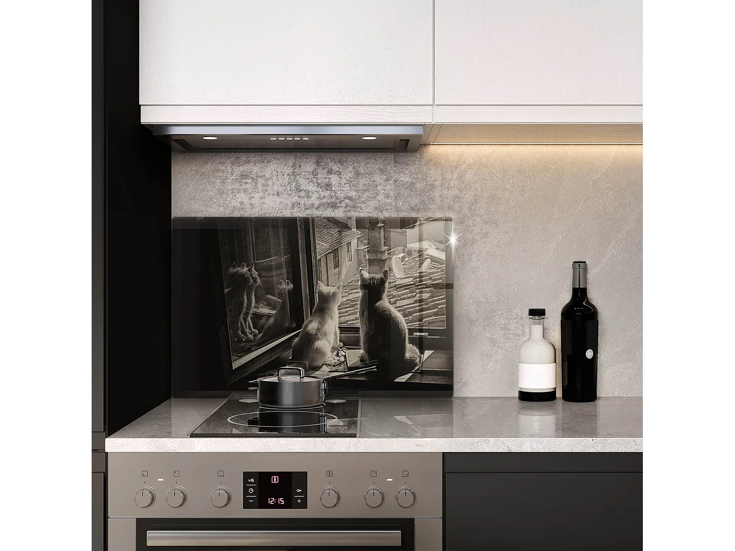 Planche de cuisine rectangulaire en verre, 80x52 cm Chats ville et fenêtre