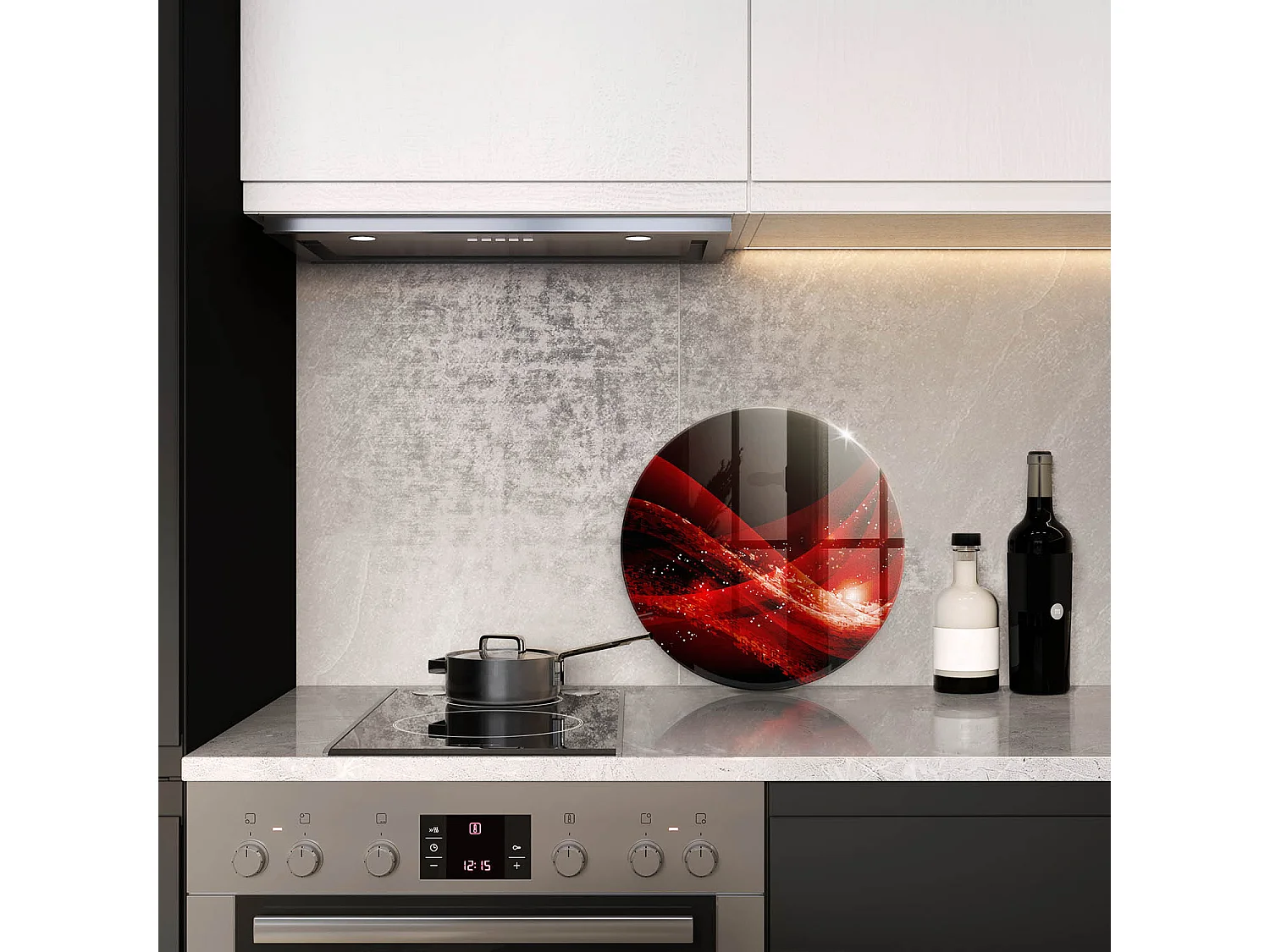 Rundes Küchenbrett aus Glas, 40 cm. Moderne Abstraktion