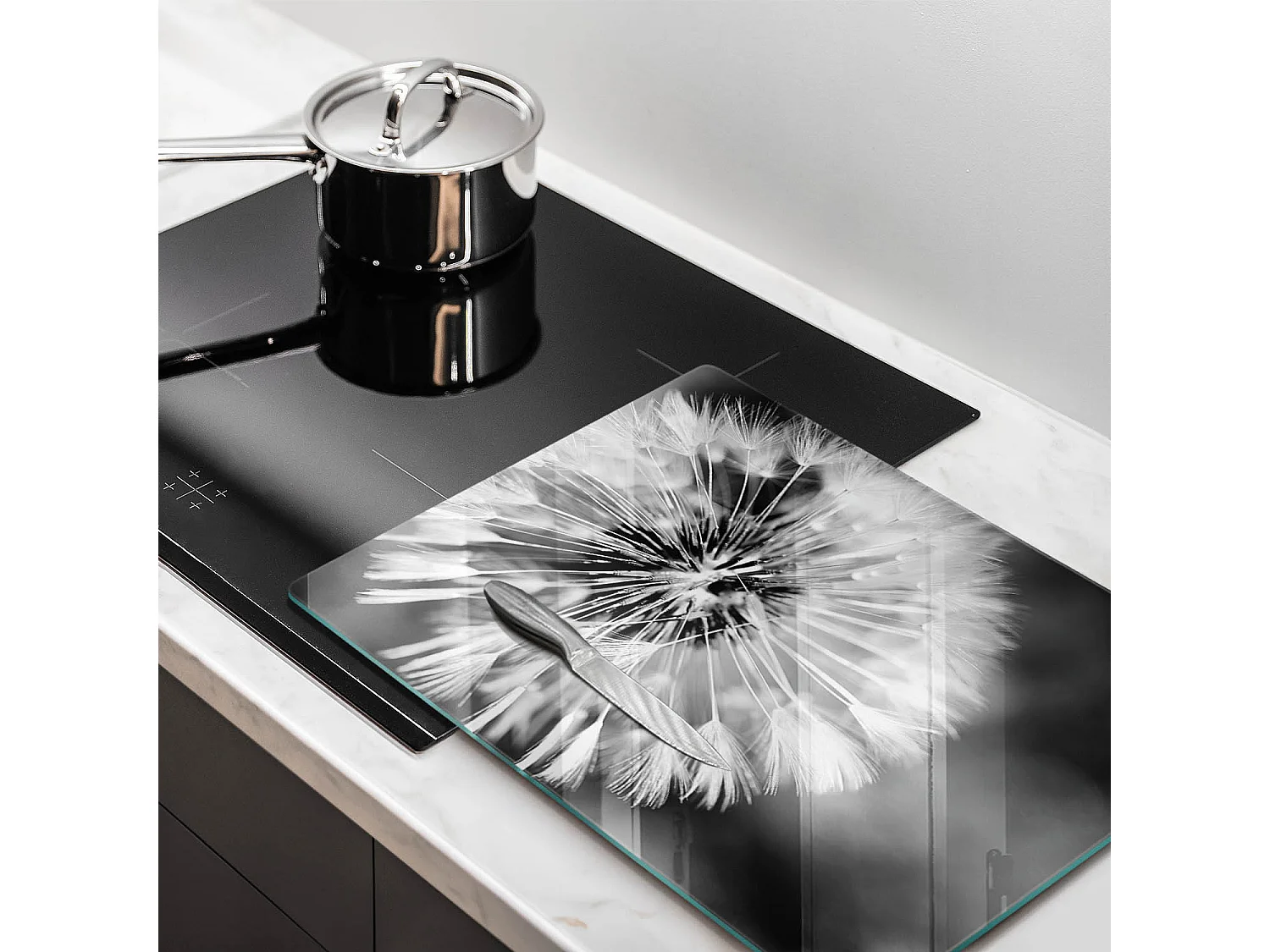 Planche de cuisine rectangulaire en verre, 52x40 cm Pissenlit délicat