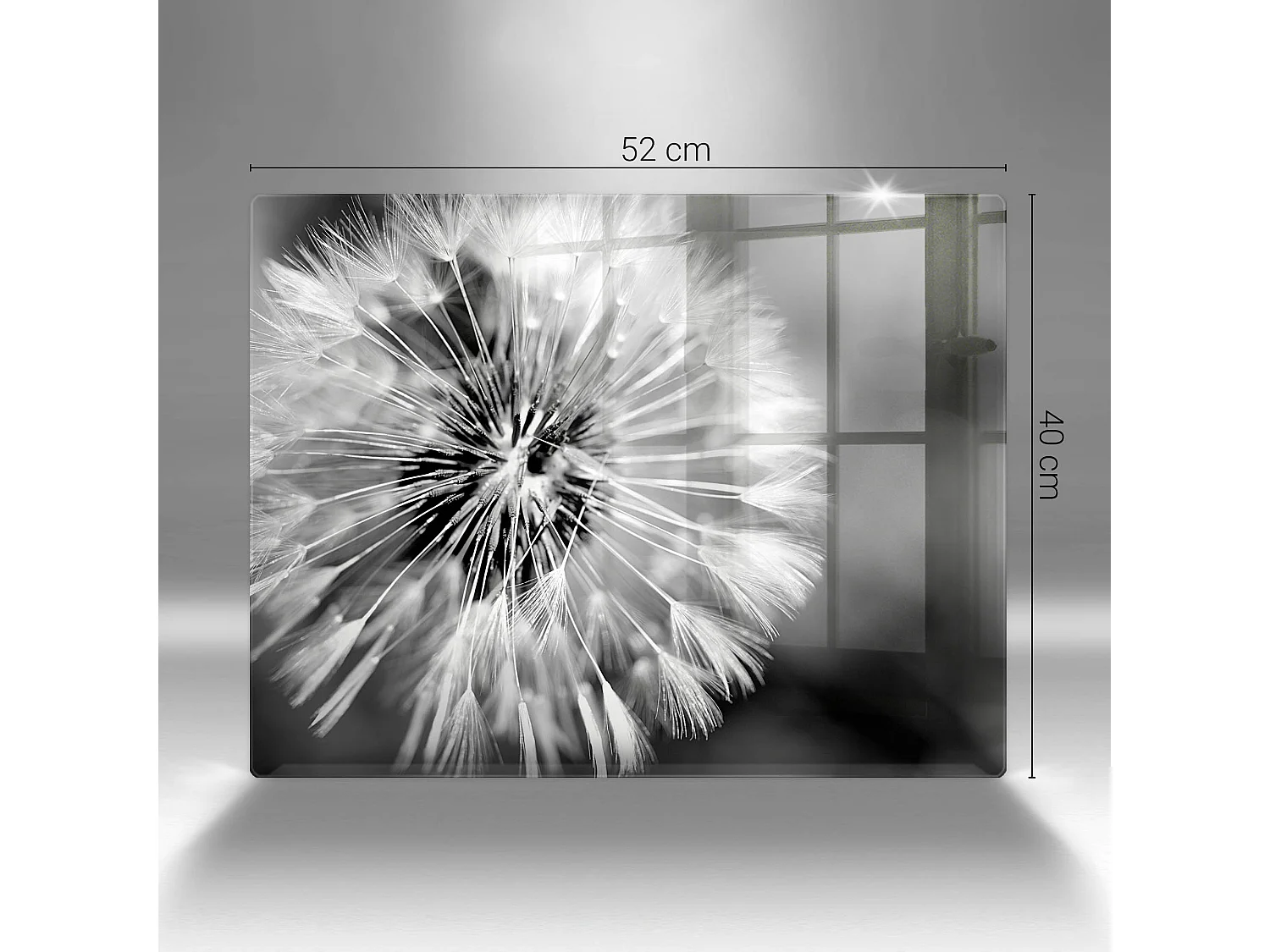 Planche de cuisine rectangulaire en verre, 52x40 cm Pissenlit délicat