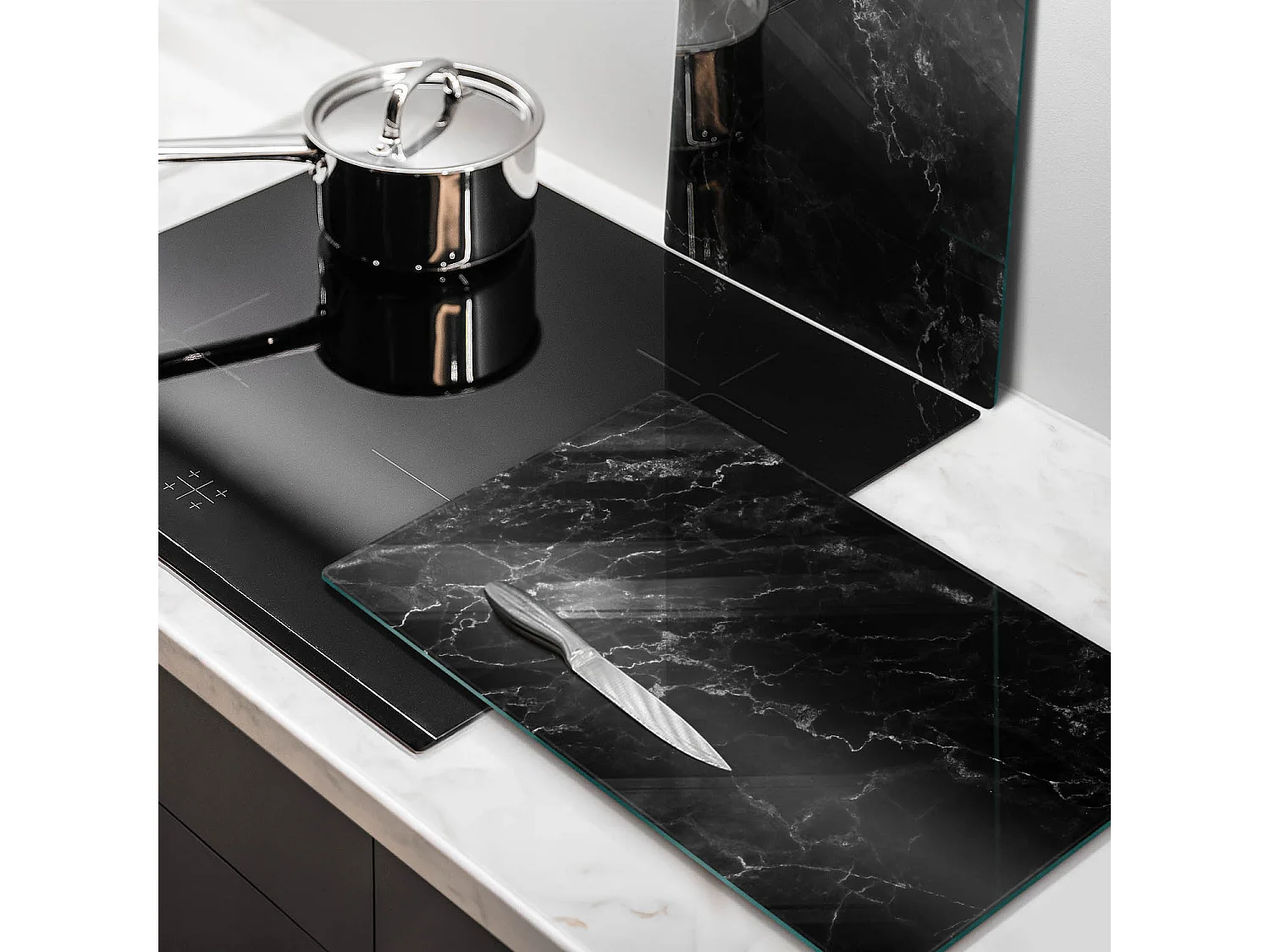 Planche de cuisine rectangulaire en verre, 2 pièces, 30x52 cm Marbre élégant