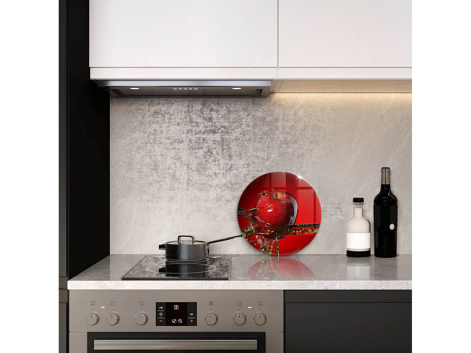 Planche de cuisine ronde en verre, 30 cm Pomme dans l'eau