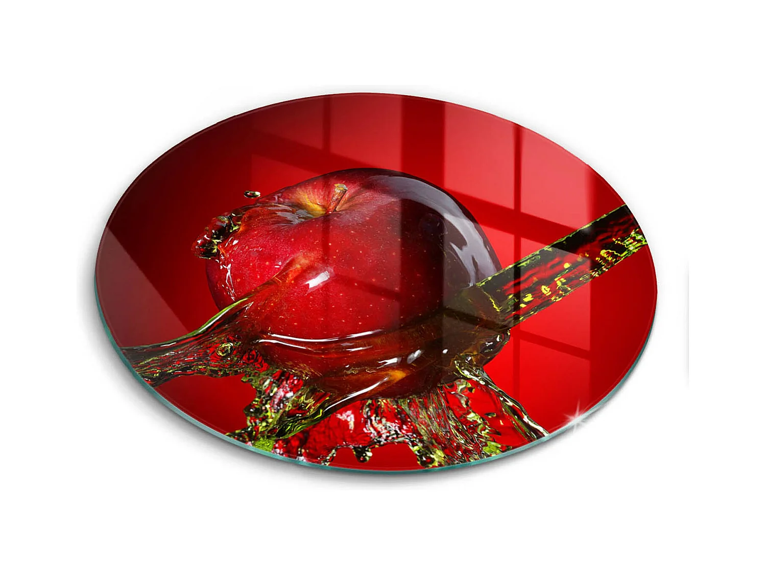 Planche de cuisine ronde en verre, 30 cm Pomme dans l'eau