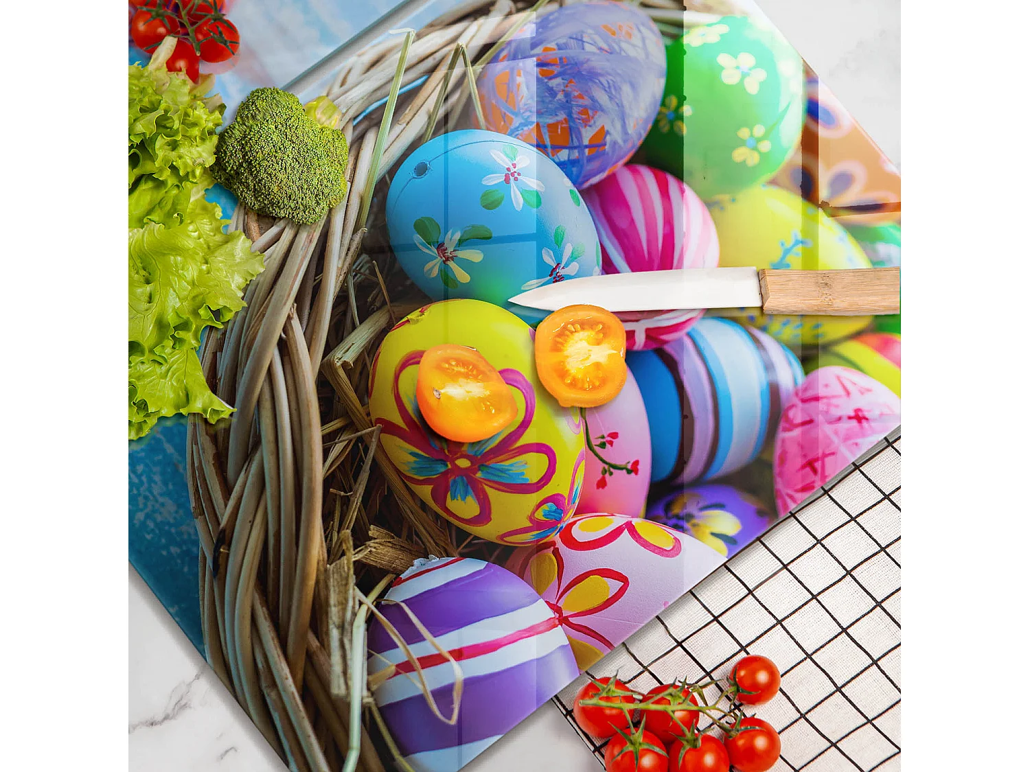 Rechteckiges Küchenbrett aus Glas, 2 Stück 40x52 cm Ostereier