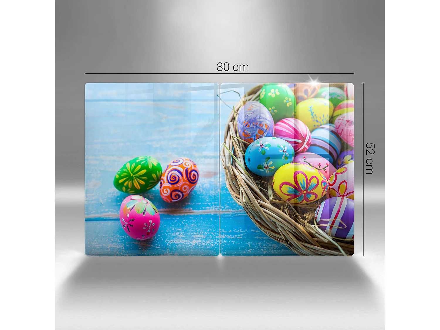 Rechteckiges Küchenbrett aus Glas, 2 Stück 40x52 cm Ostereier