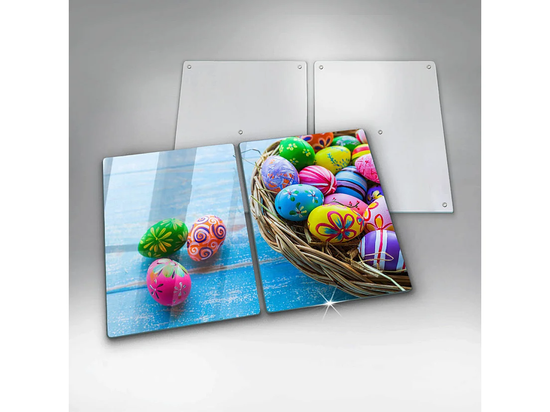 Rechthoekig glazen keukenbord, 2 stuks 40x52 cm paaseieren