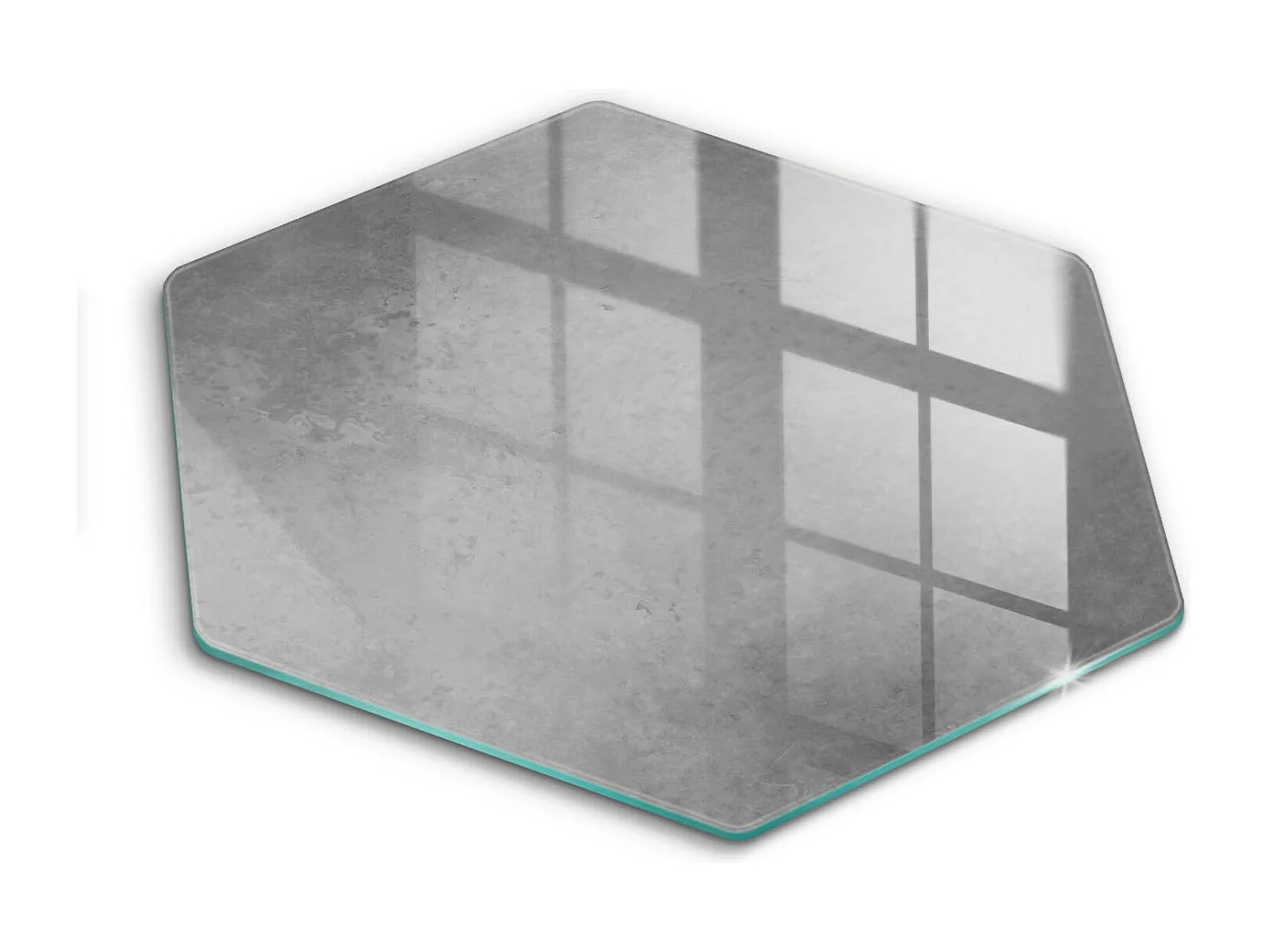Planche de cuisine hexagonale en verre, 40 cm, fond texture béton