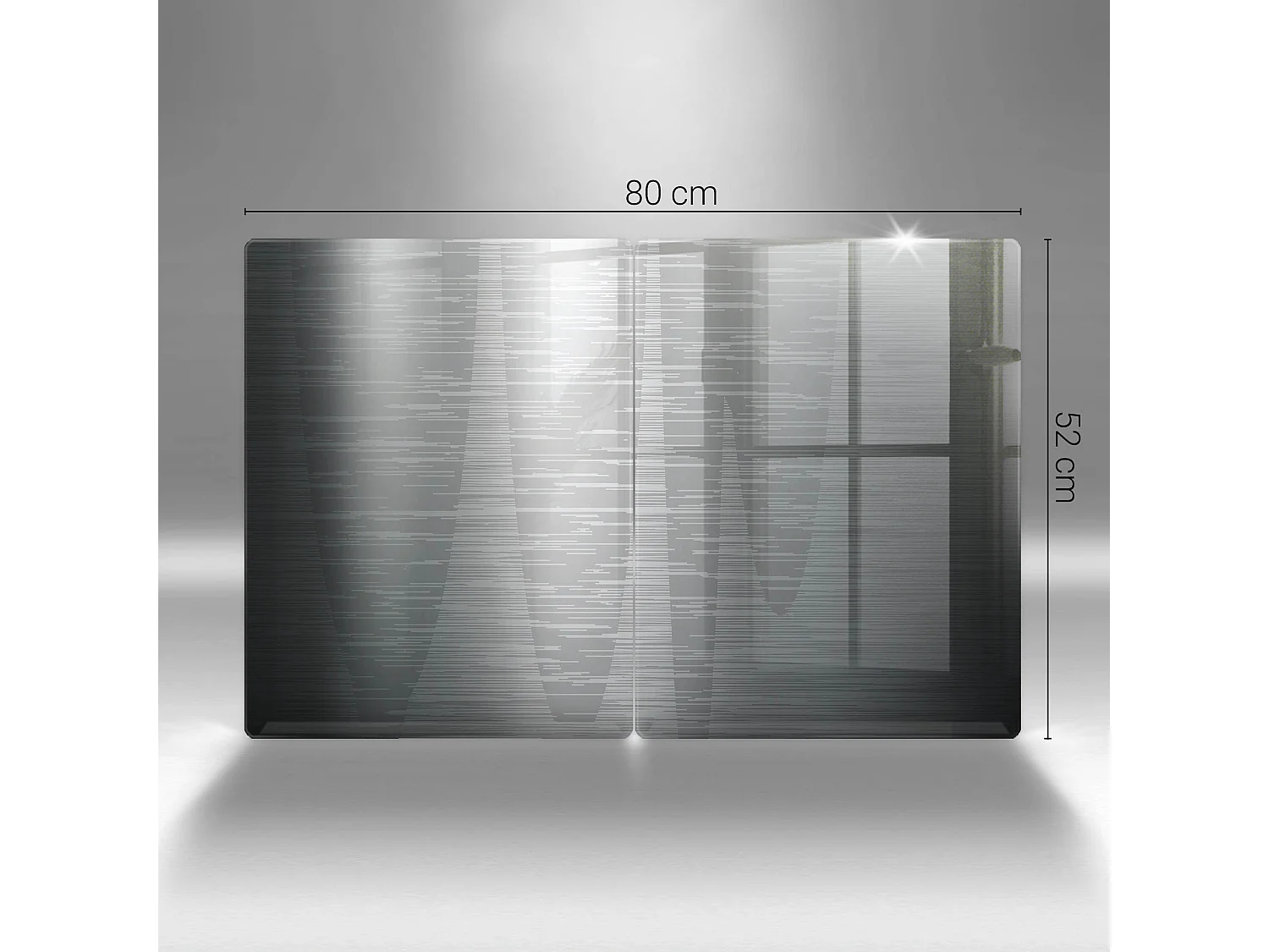 Rechteckiges Küchenbrett aus Glas, 2 Stück, 40x52 cm, Metallstruktur