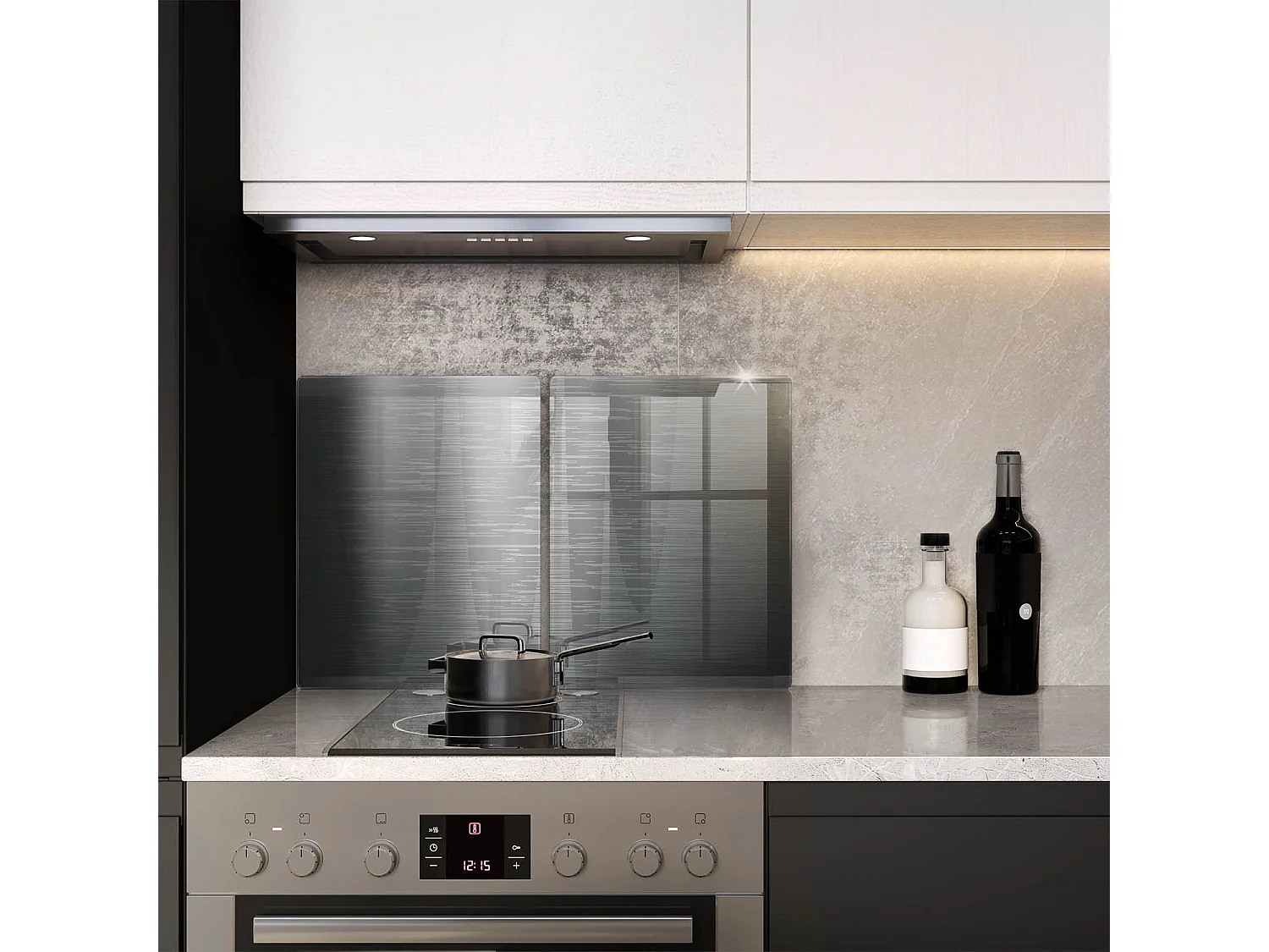 Rechteckiges Küchenbrett aus Glas, 2 Stück, 40x52 cm, Metallstruktur