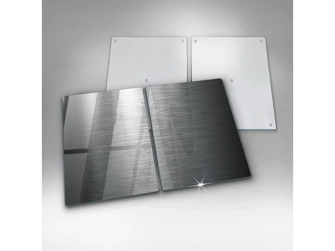 Rechteckiges Küchenbrett aus Glas, 2 Stück, 40x52 cm, Metallstruktur