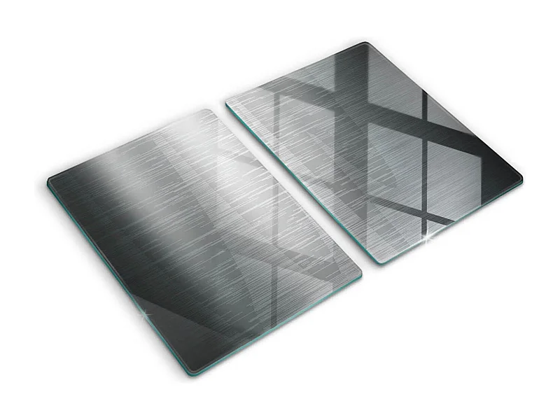 Rechteckiges Küchenbrett aus Glas, 2 Stück, 40x52 cm, Metallstruktur