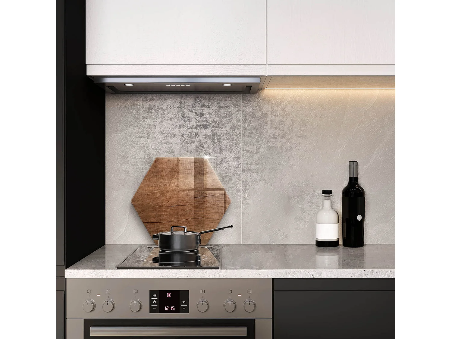 Planche de cuisine hexagonale en verre, 40 cm, texture bois