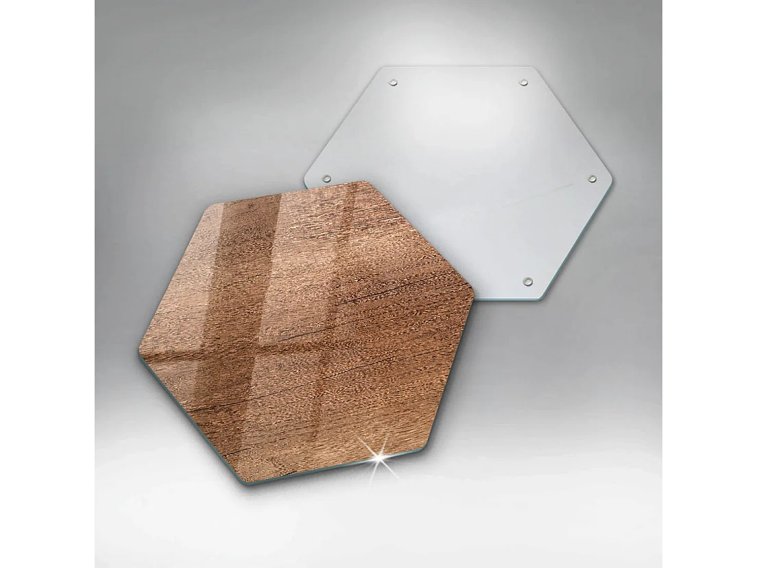 Planche de cuisine hexagonale en verre, 40 cm, texture bois