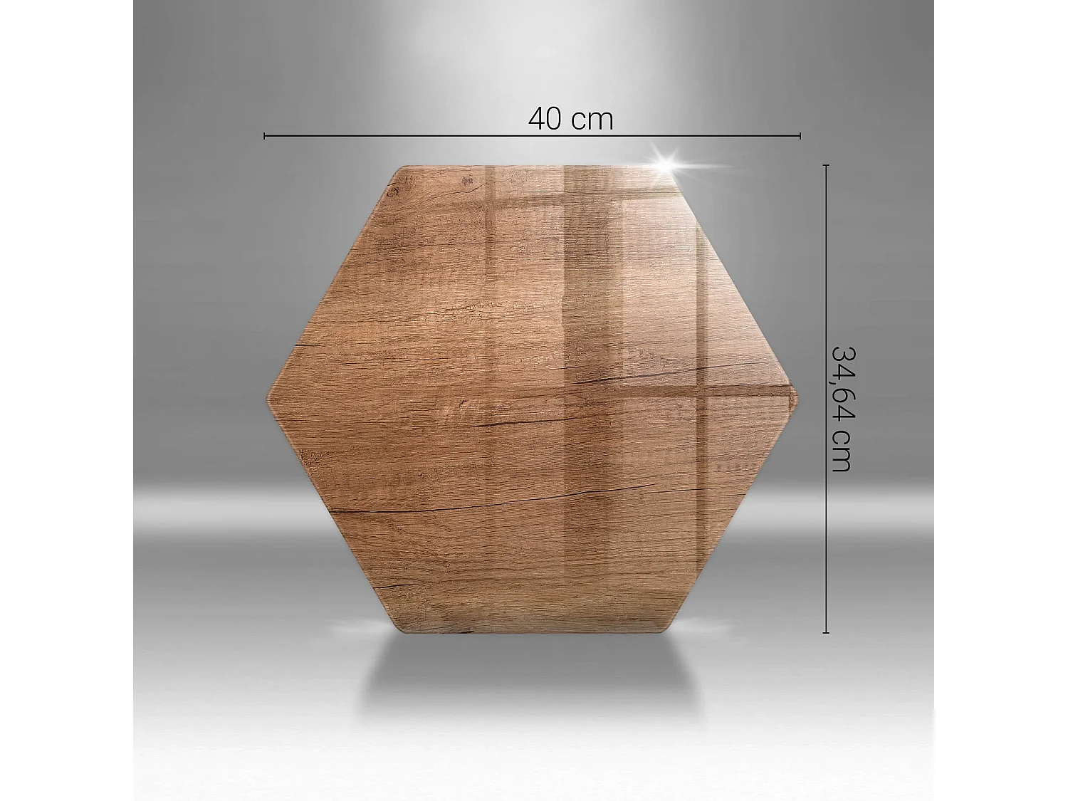 Planche de cuisine hexagonale en verre, 40 cm, texture bois