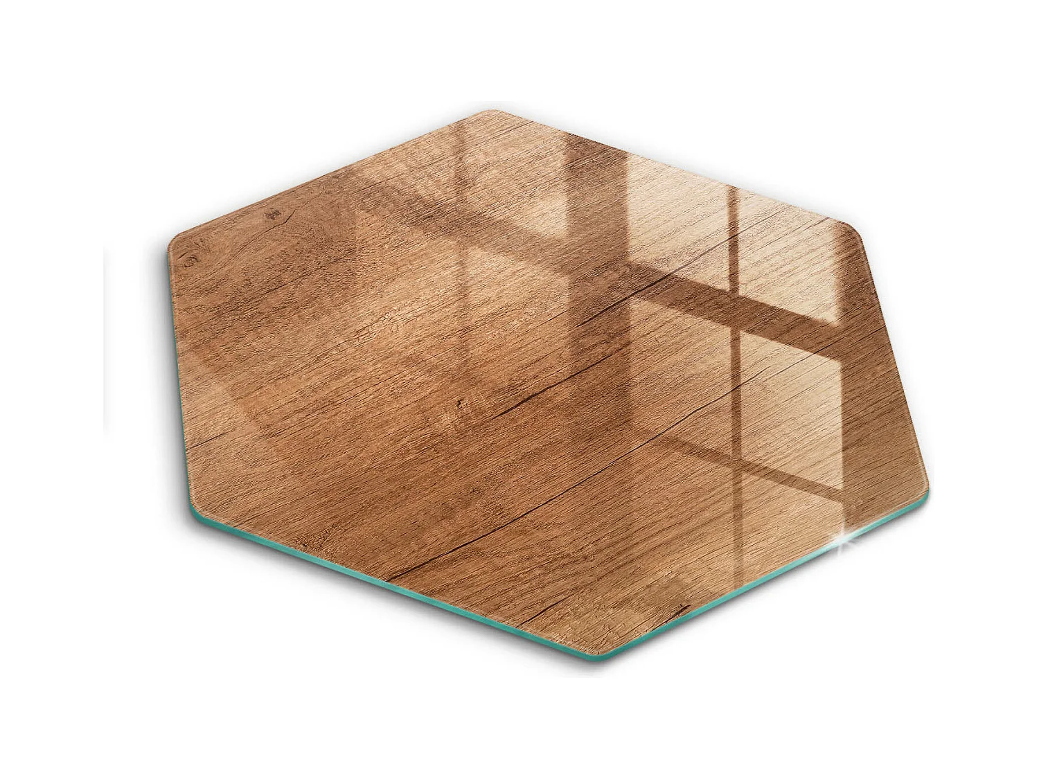 Planche de cuisine hexagonale en verre, 40 cm, texture bois