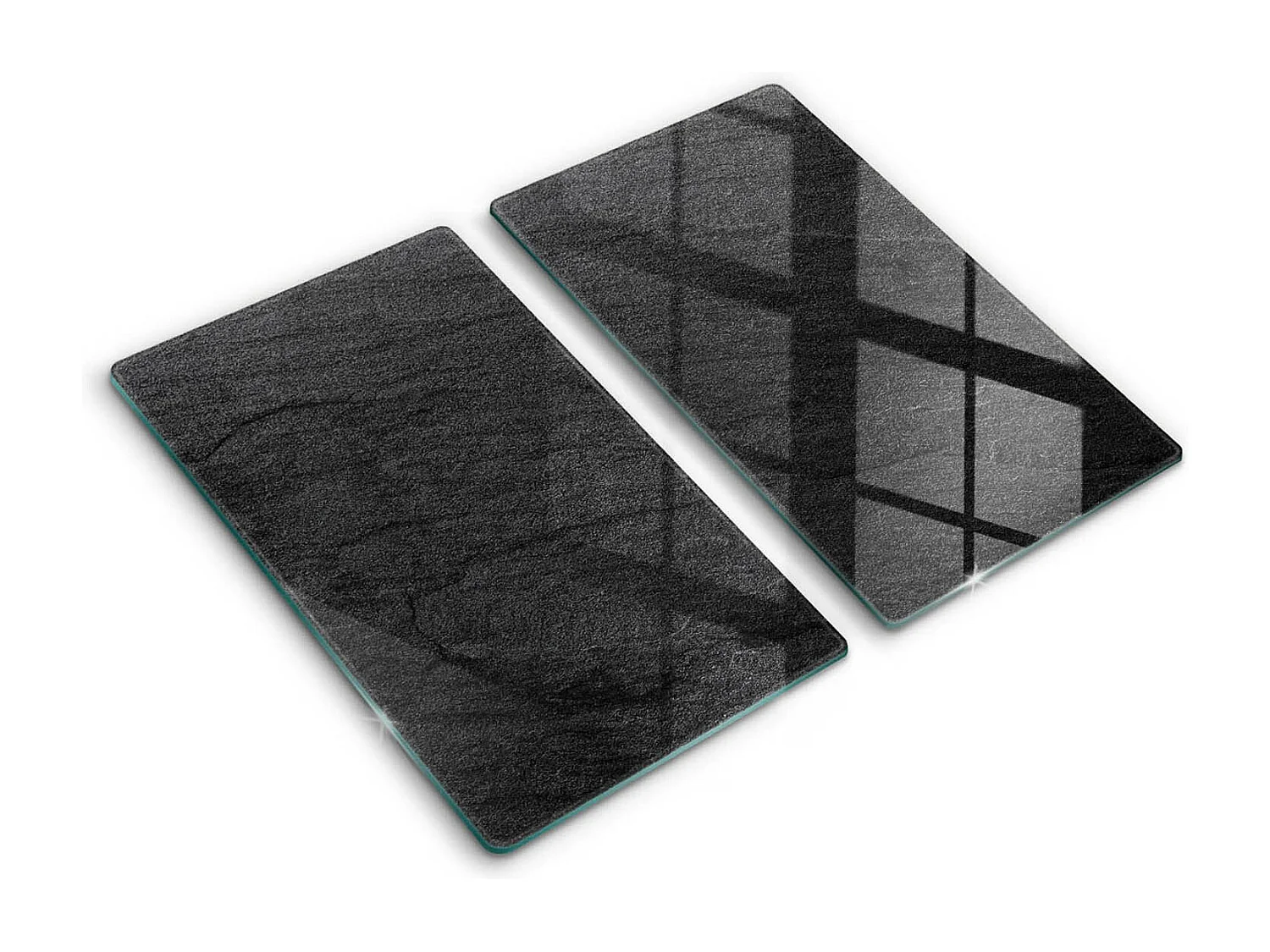 Rechthoekig glazen keukenbord, 2 stuks, 30x52 cm, steenstructuur