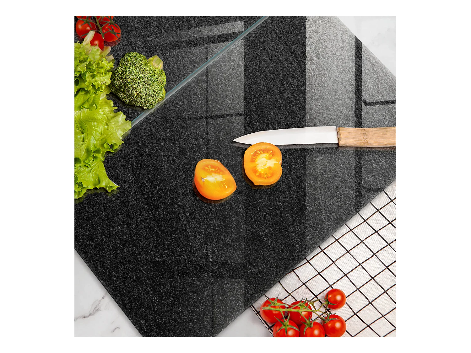 Planche de cuisine rectangulaire en verre, 2 pièces, 30x52 cm, texture pierre