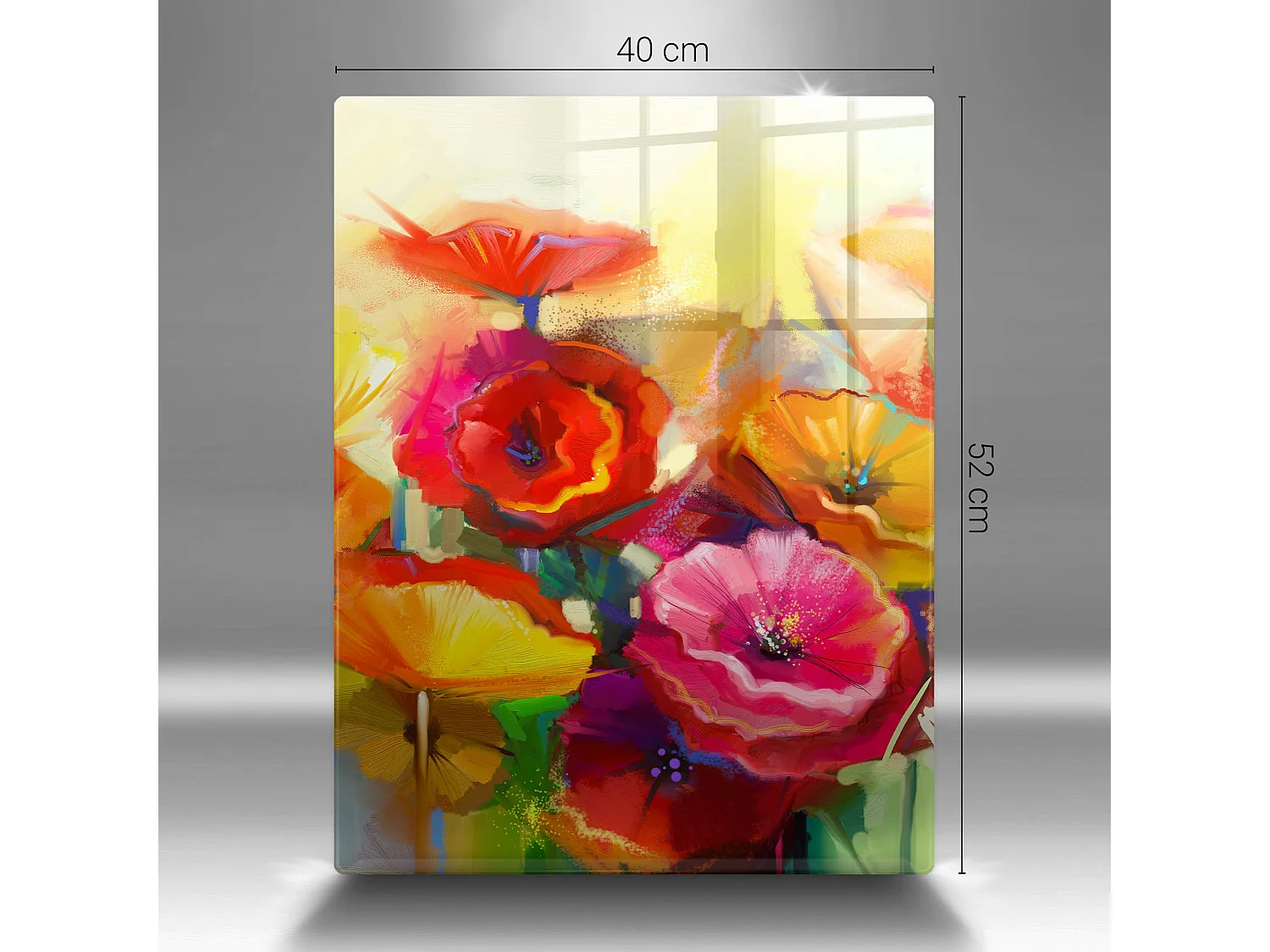 Planche de cuisine rectangulaire en verre, 40x52 cm Fleurs colorées peintes